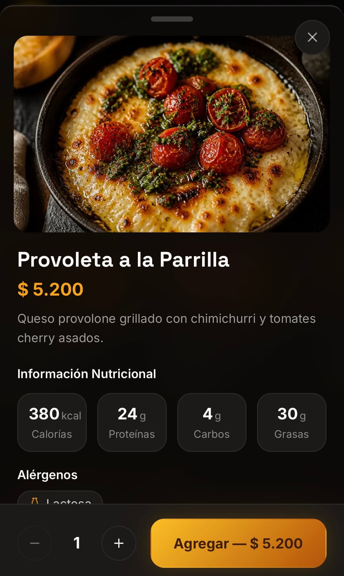 Carta digital de Brindo — pantalla 2